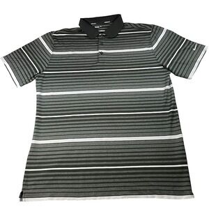 Nike DRI-FIT Polo Shirt Men XL Black White Stripes Tour Performance Golf Swoosh